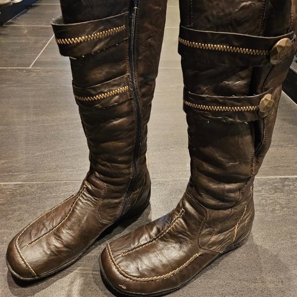 Tall winter boots - real leather and sheeps wool - Rieker - Size 39EU (8.5 US) - Picture 1 of 5